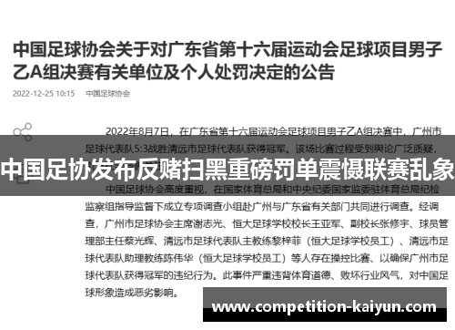 中国足协发布反赌扫黑重磅罚单震慑联赛乱象 中国足协发布反赌扫黑重磅罚单震慑联赛乱象